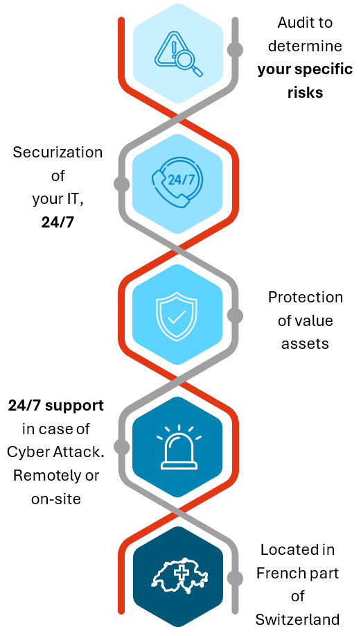 Praethorus provides risk audits, IT securitization, asset protection, and 24/7 cyber support in Western Switzerland.